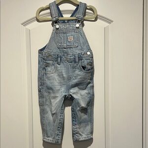 Old Navy | (12-18M) Washed Light Blue Denim Overalls for Kids